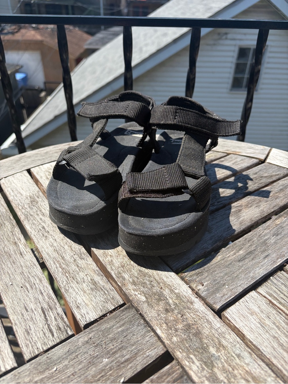 Camper Black Women's Platform Strap Sandals